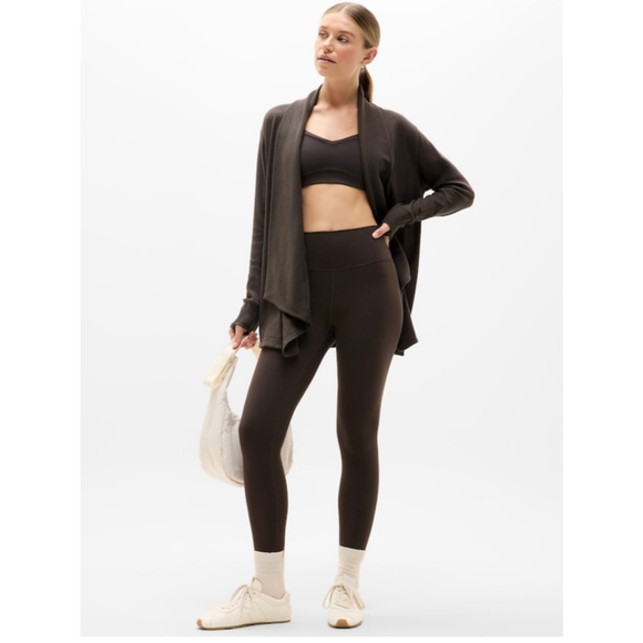 Athleta Sweaters - Women's Athleta Truffle Brown Pranayama Restore Rib Wrap Cardigan M